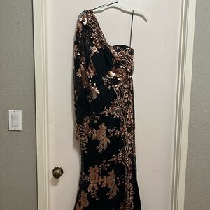 Black and rose gold dress